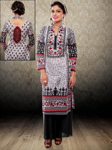 White And Mix Indian Ladies Kurti