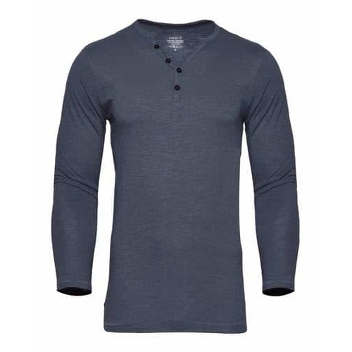Full Sleeve T Shirt - Cotton Blend, M-XXL, Navy | Soft Fabric, Henley Neck, Comfortable Fit, Durable Material