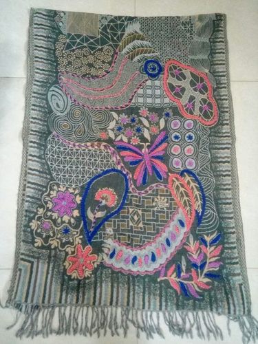 Mix Boiled Wool Emb Shawls