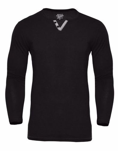 T Shirt - Cotton, M-XXL, Black | Soft Fabric, Long Sleeves, V-Neck, Slim Fit, Durable, Stylish Design