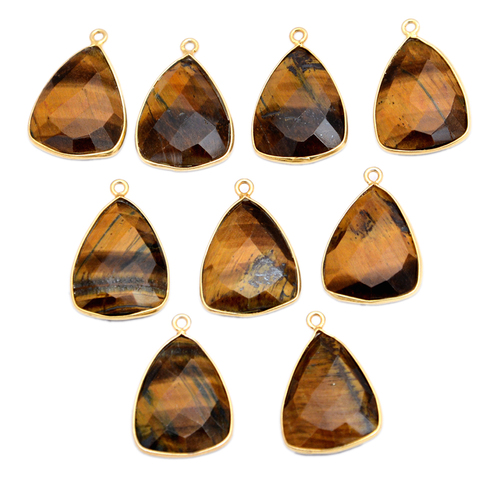 Sterling Silver Tiger Eye Gold Plated Pendant