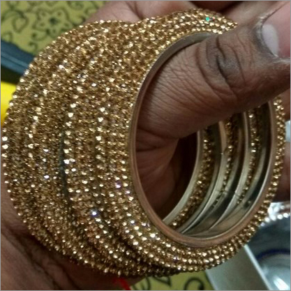 8 NO 7 LINE PACHALI GOLDEN - Metal Alloy, 2.5-3 Inch Diameter, Gold Color | Elegant Design, Studded Finish, Durable Seven Bangles