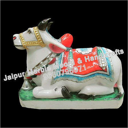 Marble Sitting Nandi Statue