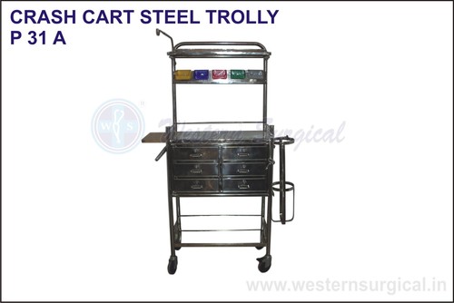 Crash Cart Steel Trolly Hospital Trolley