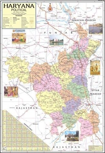 Multi Colour Haryana Map