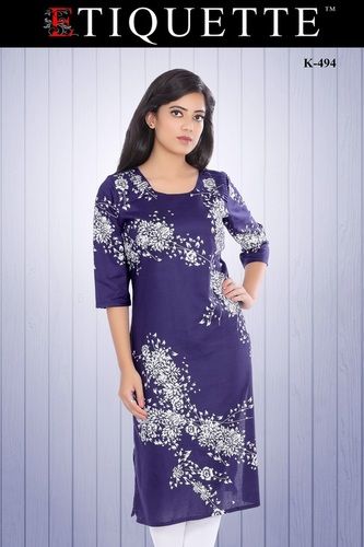 Blue And White Digital Printed Kurtis