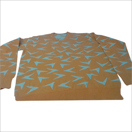 Men's Cotton Pullover - Long Sleeve Classic Fit, Golden and Light Blue Printed | Breathable, Quick Dry, Plus Size, Washable, Waterproof, Cool Dry, Dry Cleaning