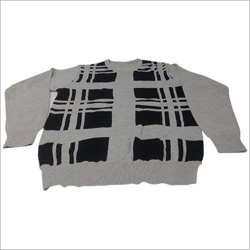 Gray And Black Mens Woolen Pullover