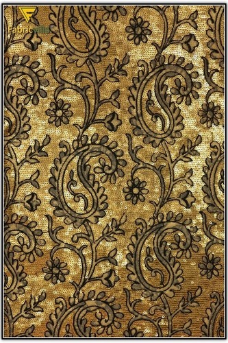 Multi Embroidery Fabric (859) - Embroidery Fabric 250gsm 150cm Gold, Paisley Pattern, Multi-Color Surface Embroidered, Durable, Trendy Style