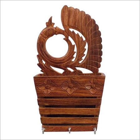 Wood Key Holder With Letter Box