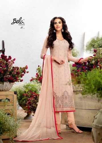 Peach Buy Georgette Churidar Suit Online