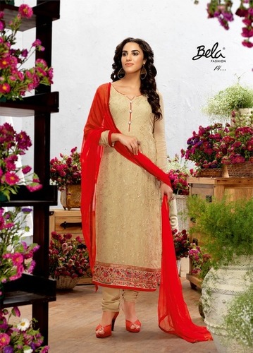 Beige Buy Churidar Georgette Suit Online
