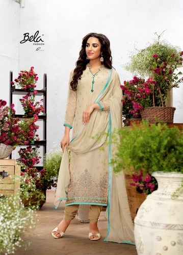 Beige Buy Georgette With Crepe Silk Suit Online