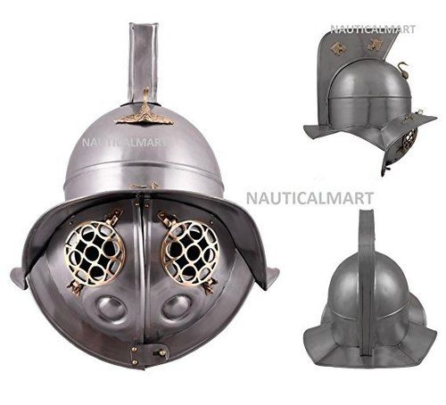 Grey Medieval Armor Closed Gladiator Helmet