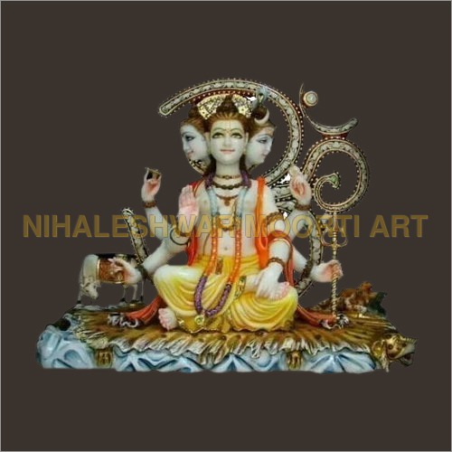 Tri Mukhi Shiva Marble Statue