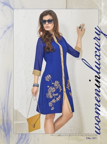 Blue Attractive Short Kurti