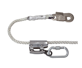 Work Positioning Lanyards - 14mm Diameter Polyamide Rope 2 Meter Length Silver Color Includes Steel Karabiners for Secure Attachment