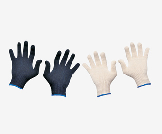 Machine Knit Gloves - 7 Gauge Knit for Strength and Ventilation | Reversible Design, Natural & Navy Blue, Ideal for Food Handling and Light Assembly