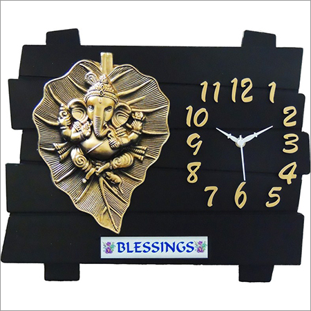 Mlti Color Leaf Ganesh Wall Clock