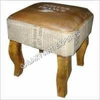 Leather Ottoman - Leather And Wood, 16 X 16 X 16 Inches, Brown | Elegant Design, Comfortable Seating, Compact Size, Versatile Use