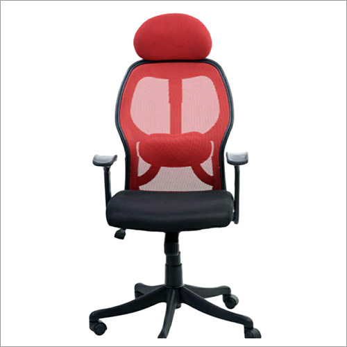 Designer Mesh Chair - Mesh, 45x50x110 cm, Red | Adjustable Seat, Breathable, Compact Design, Easy Clean
