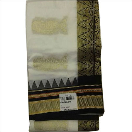 White And Black Bangalore Silk Saree With Irikal Border