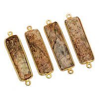 Sterling Silver Picture Jasper Gold Plated Connector