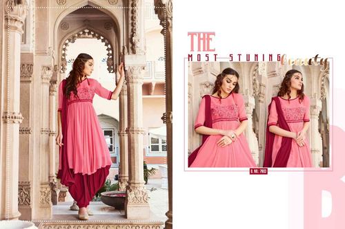 Georgette Pink Designer Readymade Suits