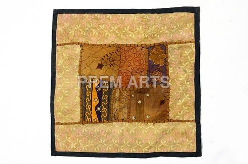 Multi Color Silk Cushion With Patch Work