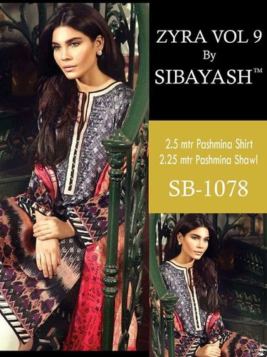 Pashmina Shirt - Pashmina, 2.25 m, Dark Grey | Soft, Printed, Elegant Design, Comfortable Fit