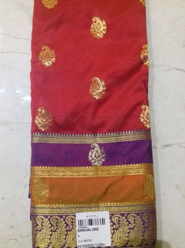 Pure Silk Saree - Red Color, Elegant Zari Work | Traditional Indian Style for All Seasons