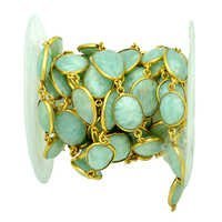 Sterling Silver Amazonite Gold Plated Station Chain