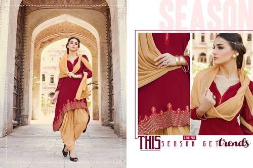 Red Buy Georgette Ready Made Patiyala Suit Online