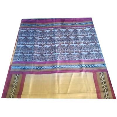 Ethnic Block Printed Saree (Pure Mulberry Silk)