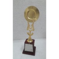 Brass Metal Trophy - Brass, 25-30 Cm, Gold, Wood Base | Customizable Engraving, Polished Finish, Award Recognition