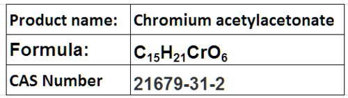 Chromium Acetylacetonate - Solid C15H21CrO6 99.9% Purity | Chemical Catalyst Versatile Reagent Soluble in THF and DME