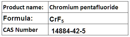 Chromium Pentafluoride - Red Volatile Solid High Purity Octahedral Geometry CAS 14884-42-5