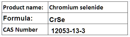 Chromium Selenide - CrSe Inorganic Compound 6.5 g/cmÂ³ Density 1500Â°C Melting Point High Purity