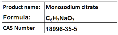 Monosodium Citrate - White Powder, C6H7NaO7, CAS 18996-35-5 | Acid Salt, Anticoagulant, Food Additive, High Solubility