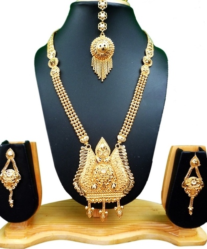 Gold Plated Necklace Earrings Set - 11 Inch | 22k Alloy Jewelry for Women Perfect for Weddings and Anniversaries