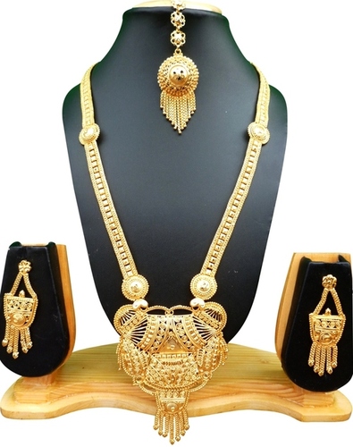Gold Plated Necklace Earrings Set - 11 Inch 100 Grams | Custom Design Ideal for Weddings and Anniversaries