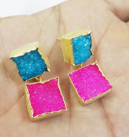 Druzy Gold Plated Earring