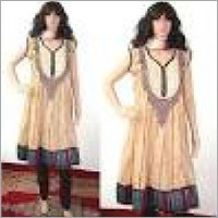 Cream Anarkali Suit - Cotton, 50 Inches, Beige | Hand Embroidered, Sleeveless, Elegant Design, Comfortable Fit