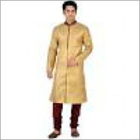 Golden Brown Kurta Pyjama - Silk Blend, 44 Inches, Golden | Zari Work, Soft Fabric, Comfortable Fit, Elegant Design