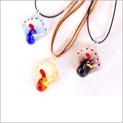 Peacock Glass Neckless Combo of 3 - Glass, Cord, Multicolor | Elegant Pendant Style, Three Pieces, Retail Box Packaging