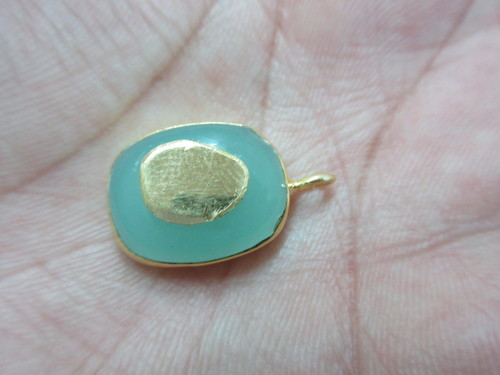 Aqua Chalcedony Gold Plated Pendant