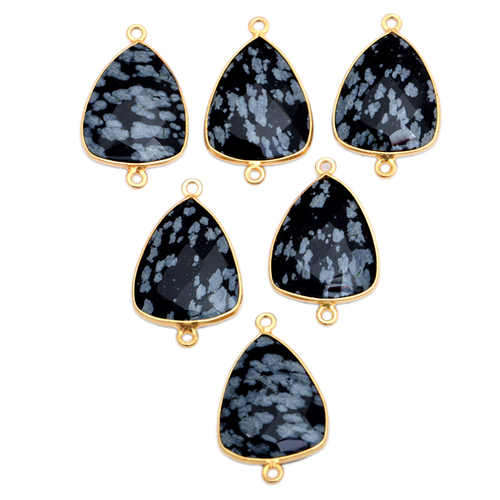 Sterling Silver Snowflake Obsidian Gold Plated Connector By PYRAMID & PRECIOUS INT'L