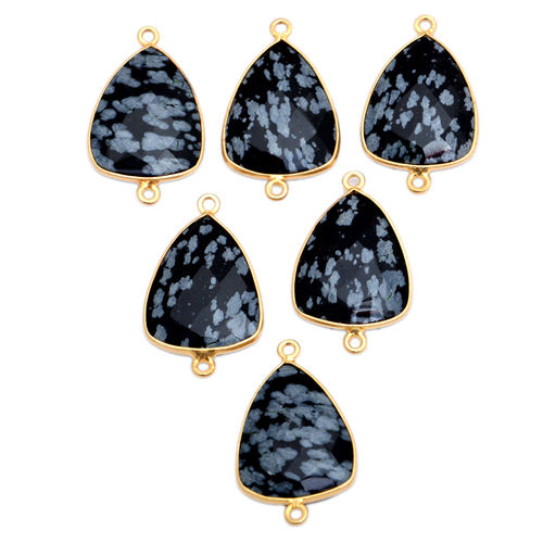 Pendants Sterling Silver Snowflake Obsidian Gold Plated Connector