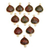 Sterling Silver Unakite Gold Plated Heart Shape Connector