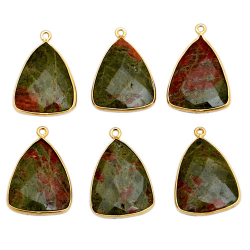 Unakite Gold Plated Pendant